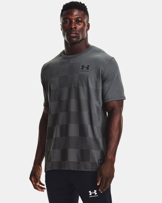 Men's UA Checker Print T-Shirt, Gray, pdpMainDesktop image number 0